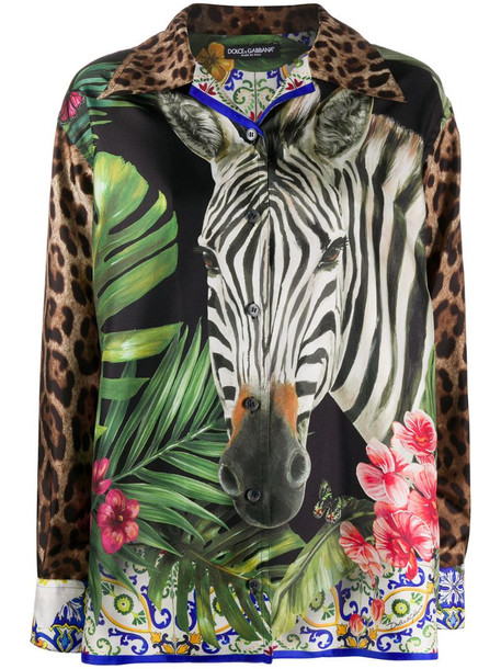 Dolce & Gabbana Safari print long-sleeved shirt in green