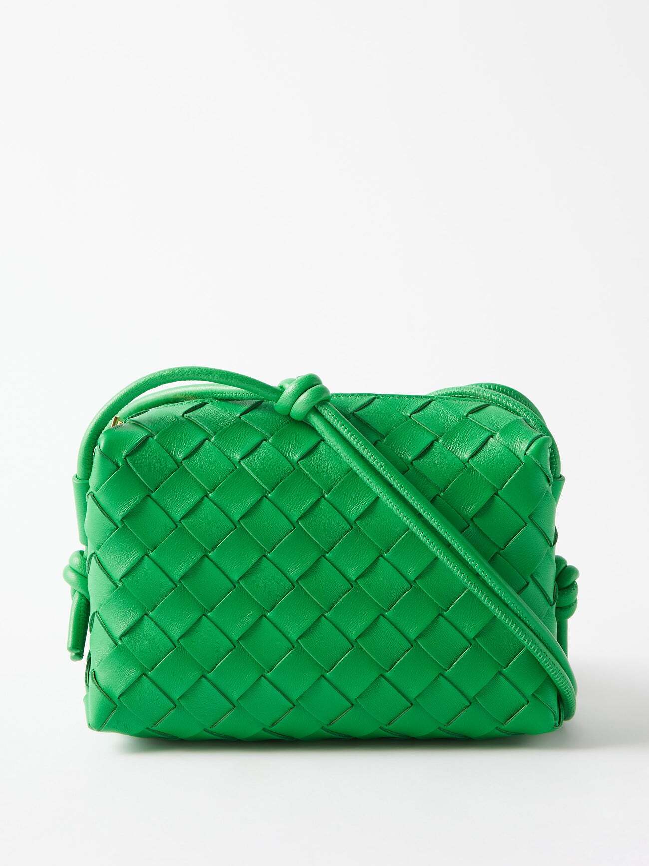 Bottega Veneta - Loop Mini Intrecciato-leather Cross-body Bag - Womens - Green