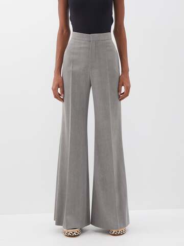 Chloé Chloé - High-rise Wool Flared Tailored Trousers - Womens - Grey