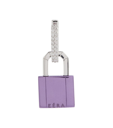 EÃRA Lock Small 18kt white gold single earring with diamonds in purple