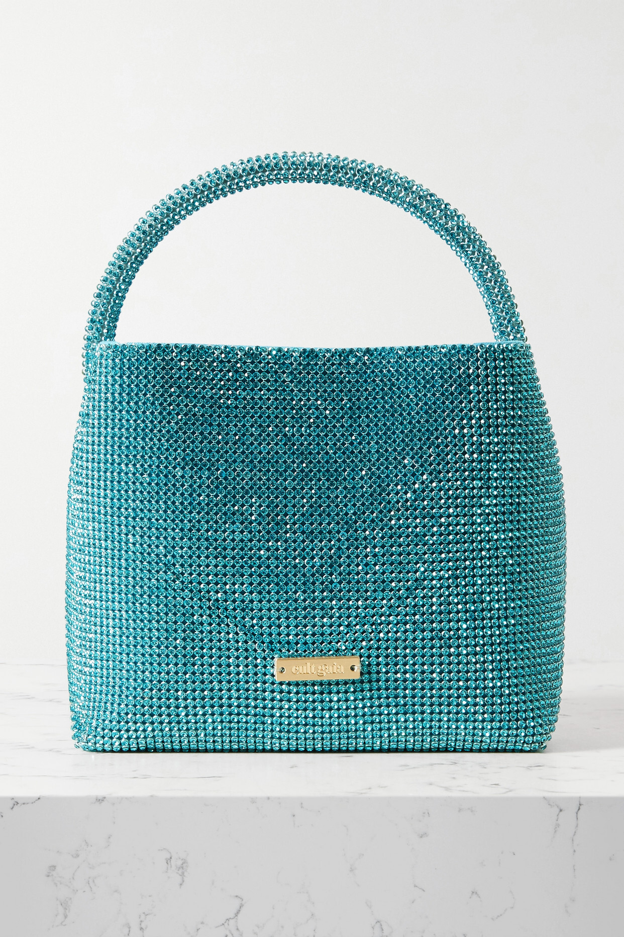 Cult Gaia - Solene Crystal-embellished Mesh Mini Bag - Blue