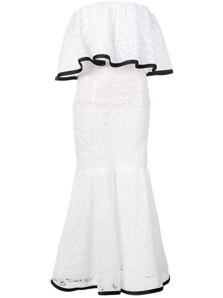 Carolina Herrera off-shoulder lace dress in white