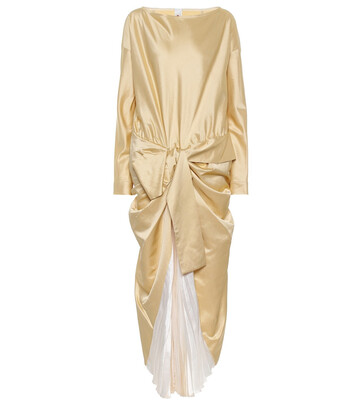 Marni Twist bow satin midi dress in gold