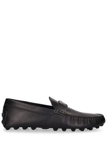 tod's t gommino leather loafers in black