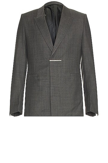 givenchy metal bar structured blazer jacket in grey
