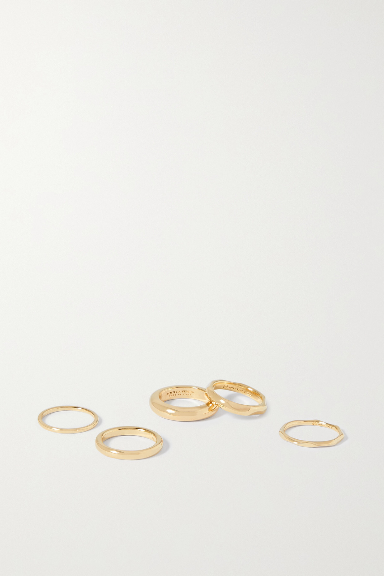 Bottega Veneta - Set Of Five Gold-tone Silver Rings - 17