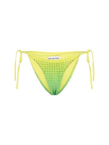 SELF-PORTRAIT Green Hotfix Tie Side Bikini Briefs