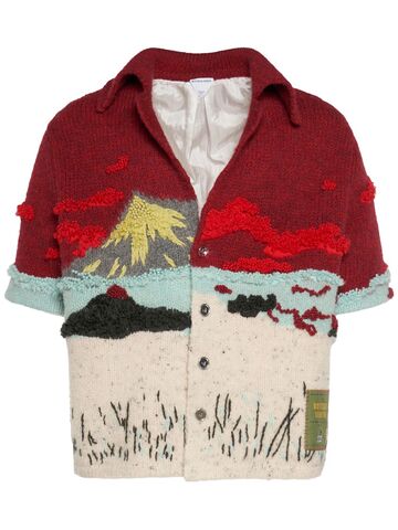 bottega veneta embroidered intarsia wool shirt