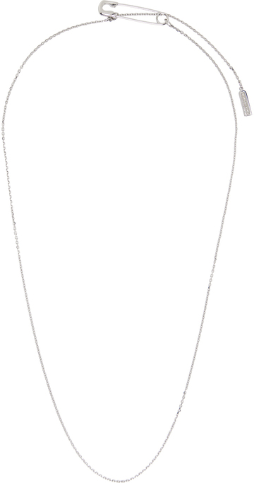 numbering silver safety pin necklace