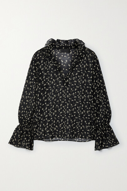 Nili Lotan - Demi Ruffled Floral-print Silk-georgette Blouse - Black