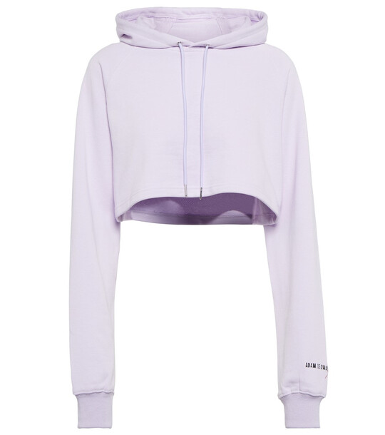 Adam Selman Sport Cropped cotton-blend hoodie in purple