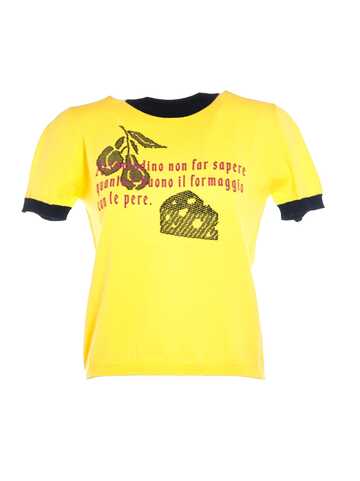 Cormio Knit T Shirt With Intarsia And Contrast Details in yellow