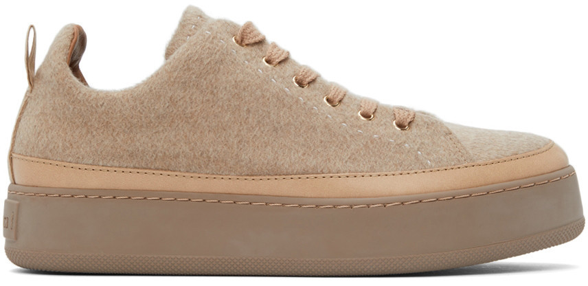 Max Mara Beige Cashmere Tunny Sneakers in sand