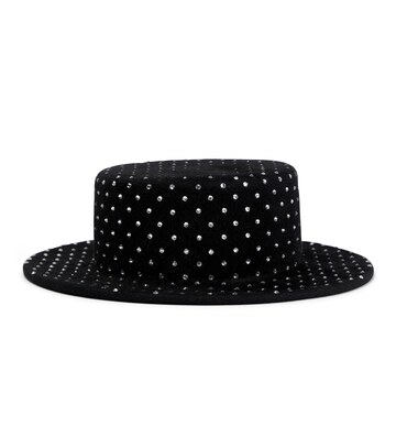 ruslan baginskiy embellished felt canotier hat in black