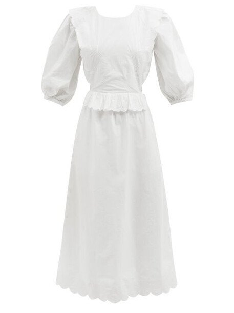 Sea - Heidi Heart-embroidered Cotton Midi Dress - Womens - White