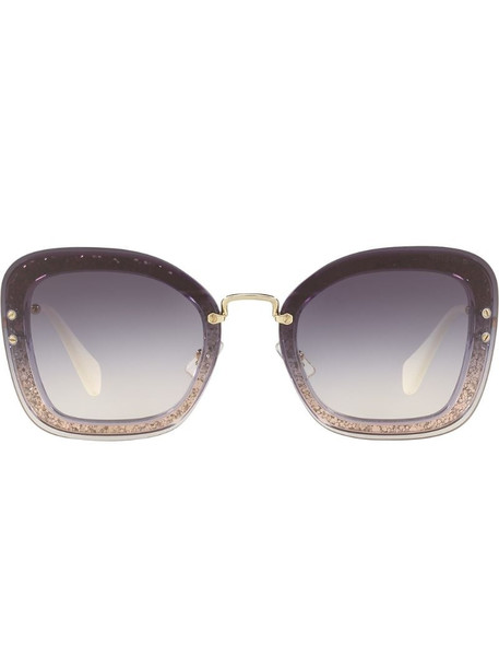 Miu Miu Eyewear oversized squared glitter sunglasses in purple