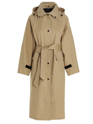 KASSL Editions coat Original Below Trench Belt Oversized Hood Trench Coat in beige