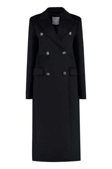 SportMax Gallura Double-breasted Virgin Wool Coat in black