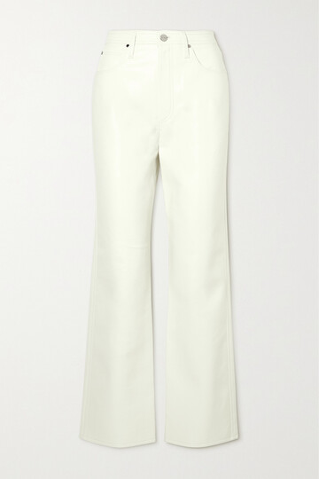 goldsign - the multi stitch recycled leather-blend straight-leg pants - white