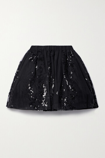 simone rocha - sequin-embellished tulle mini skirt - black