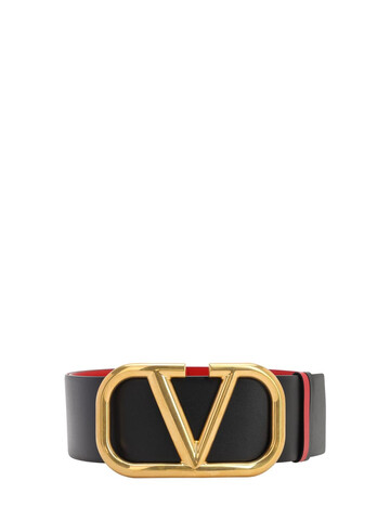 VALENTINO 70mm Go Logo Reversible Leather Belt in black / red