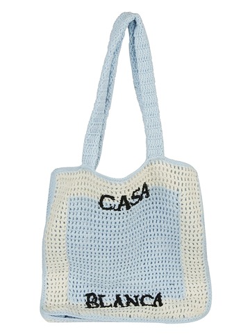 Casablanca Knitted Tote in blue / white