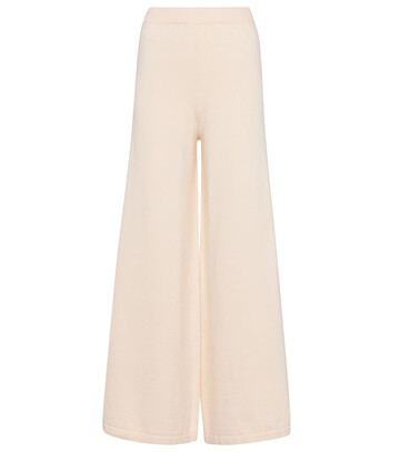 Staud Mitchell wide-leg cotton-blend pants in beige