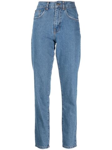 twinset logo-embroidered tapered jeans - blue