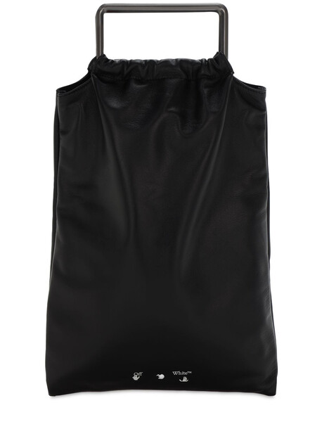 OFF-WHITE Medium Allen Snap Leather Tote Bag in black