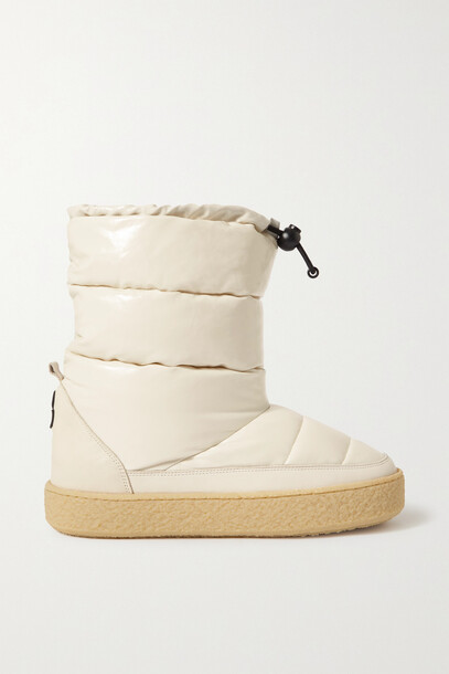 Isabel Marant - Zerik Leather-trimmed Quilted Padded Patent-vinyl Snow Boots - Off-white