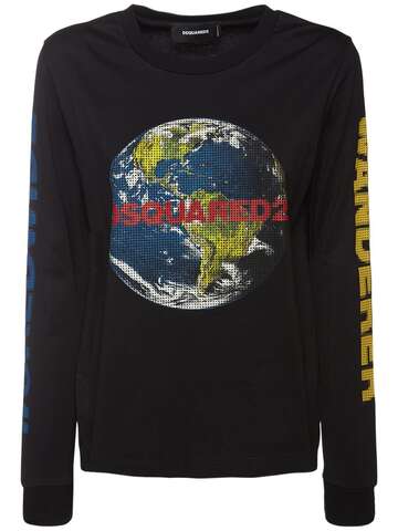 DSQUARED2 Printed Cotton Sweatshirt in black