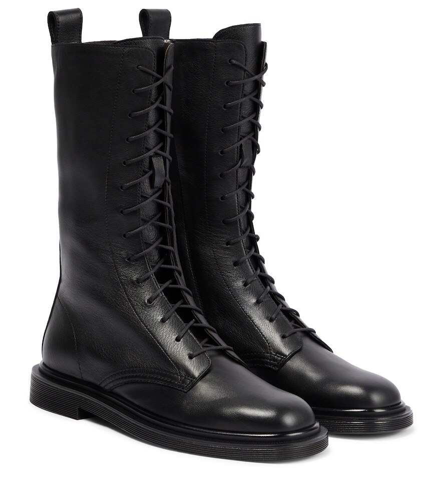The Row Lace-up leather boots in black
