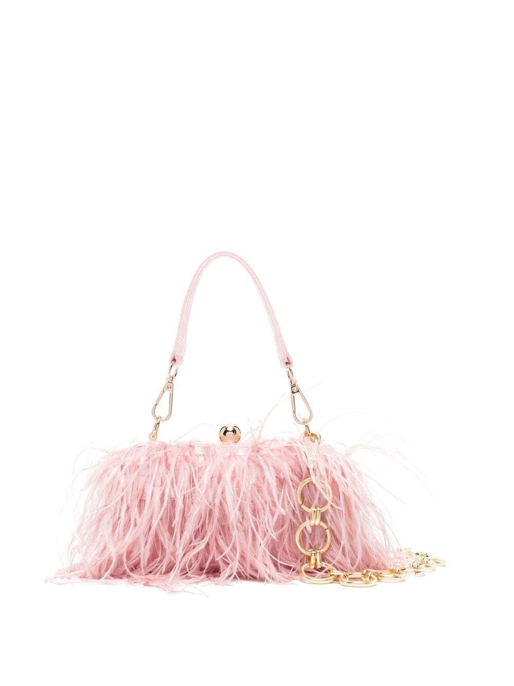 la milanesa Ame feather-detail clutch bag - Pink