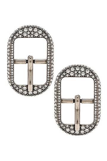 balenciaga m cagole buckle earrings in metallic silver