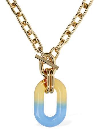 PACO RABANNE Xl Link Resin Long Chain Necklace in gold / multi