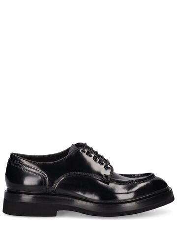 santoni gunnar leather derby lace-up shoes in black