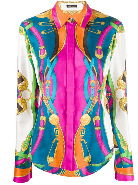 Versace Barocco Rodeo print shirt in pink