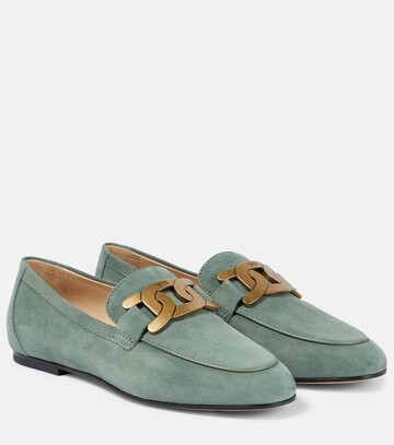 tod's embellished suede loafers in green