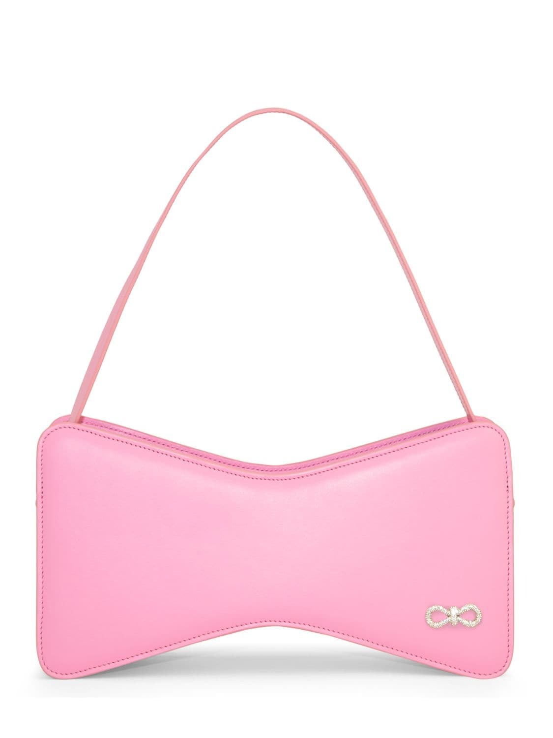 MACH & MACH Lg Bow Leather Baguette Top Handle Bag in pink