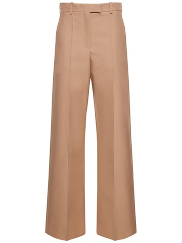 VALENTINO Techno Weave Mid Rise Wide Leg Pants in sand