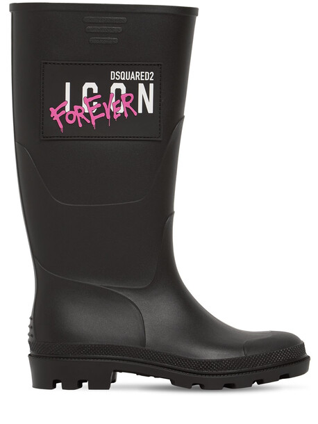 DSQUARED2 20mm Icon Forever Rubber Rain Boots in black
