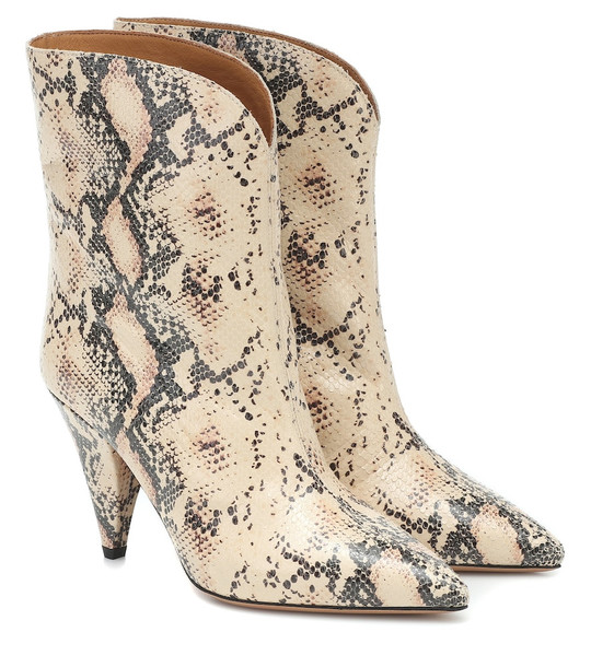 Isabel Marant Leinee leather ankle boots in beige