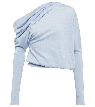 tom ford cashmere and silk asymmetrical sweater in blue