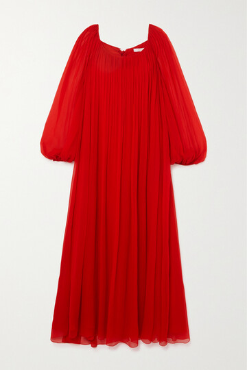 Chloé Chloé - Pleated Silk-chiffon Midi Dress - Red