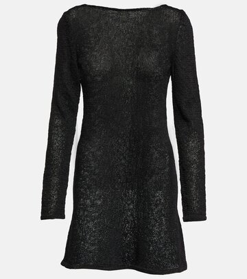 tom ford chain-embellished raffia-effect minidress in black
