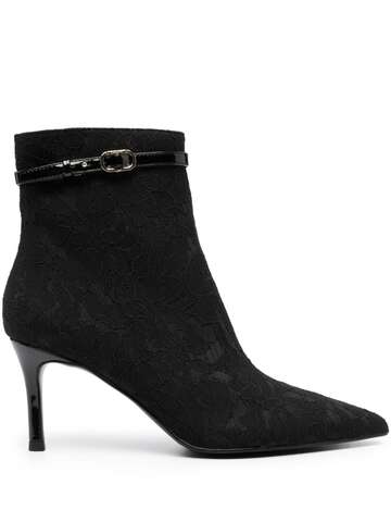 twinset 70mm floral-lace ankle boots - black