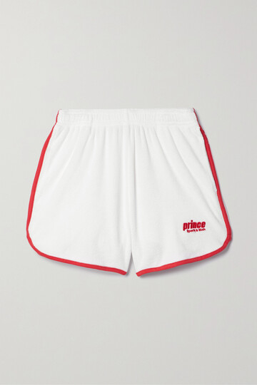 sporty & rich - + prince embroidered cotton-terry shorts - white