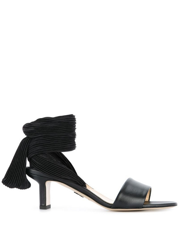 Paul Andrew pleated lace up strap sandals in black