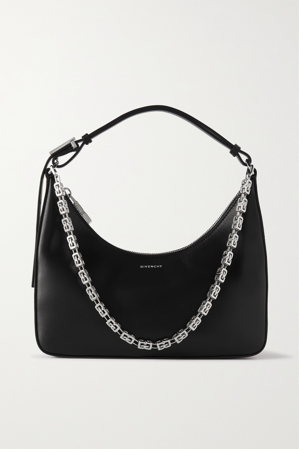 Givenchy - Moon Cut Out Small Chain-embellished Leather Shoulder Bag - Black