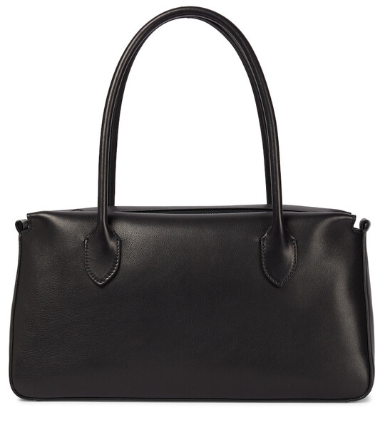 The Row E/W leather shoulder bag in black
